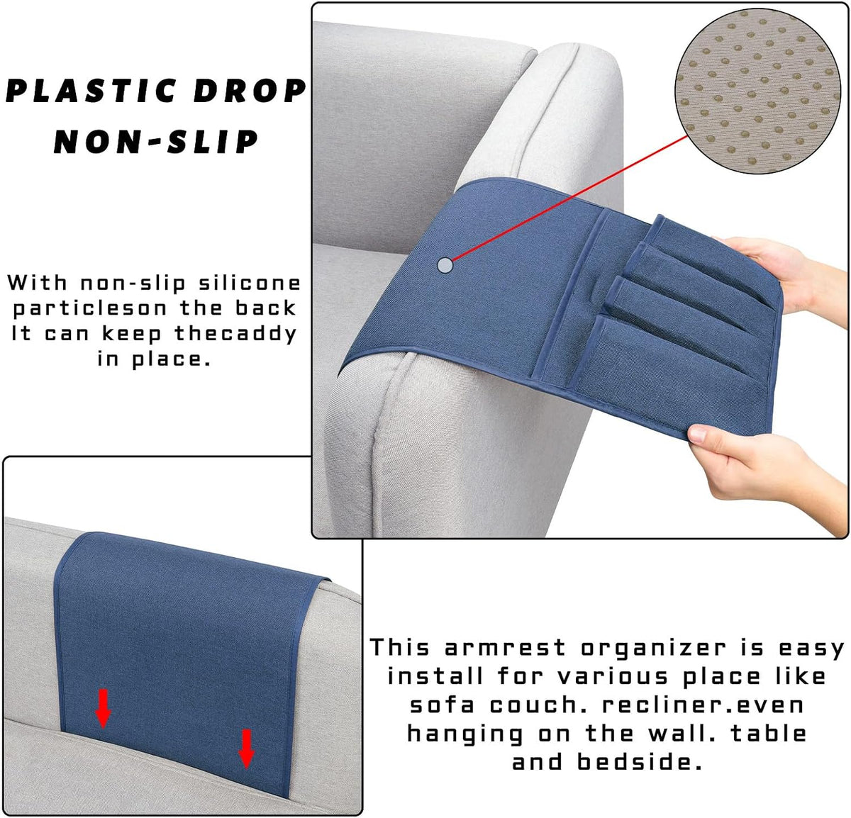 Remote Control Holders for Armchairs, Couch Caddy, Featuring Non-Slip Bases