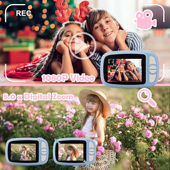 Kids Instant Camera, Mijiaowatch 12MP/1080P Kids Digital Print Camera