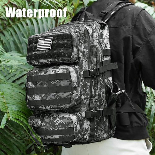 Military Tactical Backpack - 25L Molle Assault Pack for Men | Water-Resistant Heavy-Duty Rucksack - Black Digital Camo