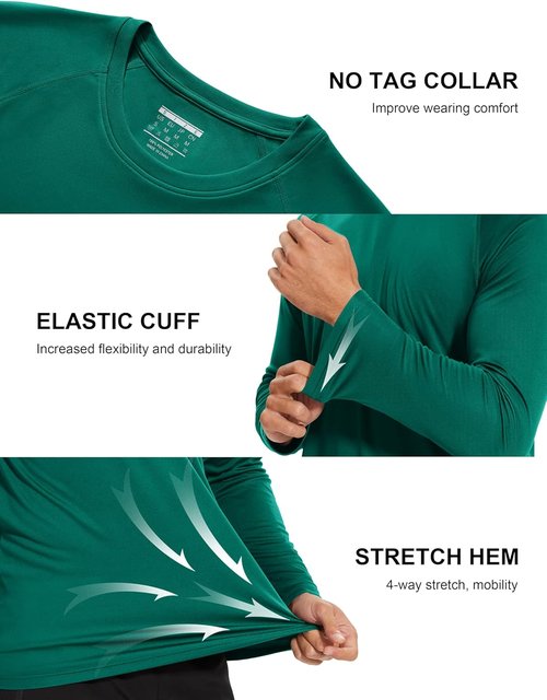 MAGCOMSEN Men's Long Sleeve Athletic Shirts - UPF 50+ UV Protection for Hiking & Running