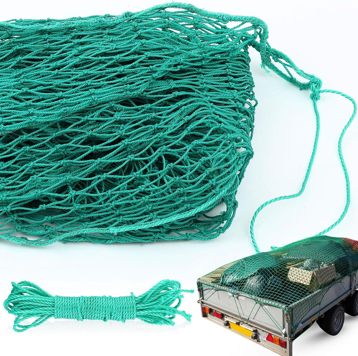 SATINIOR 9 x 15 ft Heavy Duty Cargo Net Truck Bed Network Cover with 18pcs Ropes Bungee Cargo Net Car Sealing Network Rope for Trailer Pickup Truck