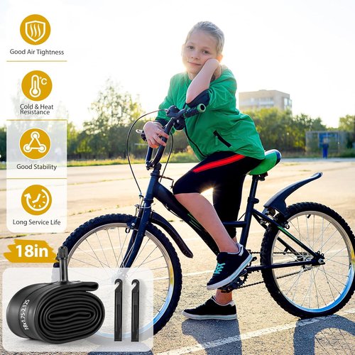 AV32mm Schrader Valve Bike Tubes by [Brand Name] - 2 Pack 18 Inch Butyl Rubber Inner Tubes with Tire Levers | Fits 18 x 1.75-2.125