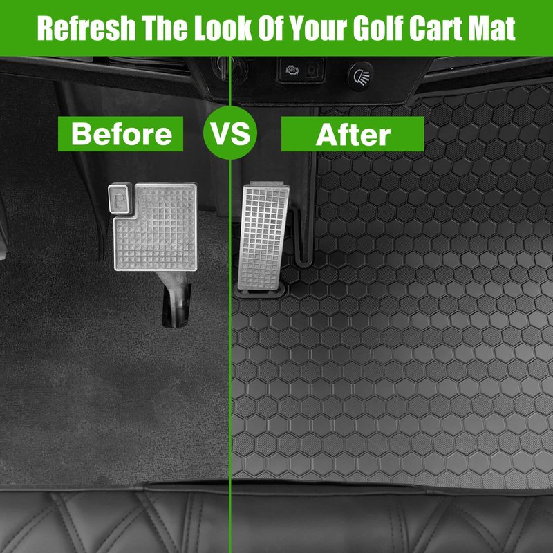Yamaha Drive G29 Golf Cart Full Coverage Floor Liner Mat, Only Fits Yamaha Drive (Gen1), G29, YDR, Adventurer (2007-2016), Upgraded Non-Slip, 8MM Thick Rubber Floor Mats, Black Trim