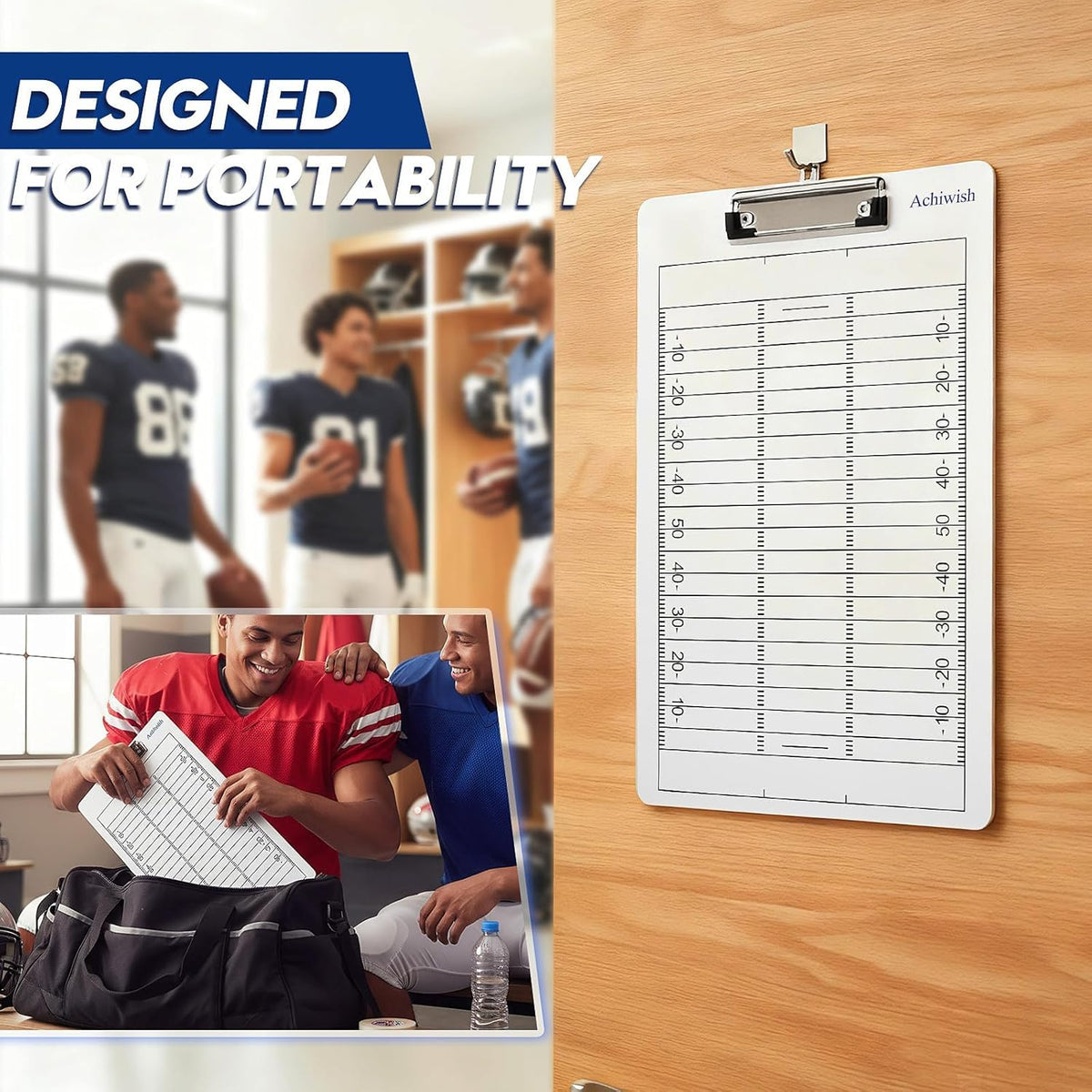 Skiennix Football Clipboard - Premium Double-Sided Dry Erase Board with Tactics Field & Lineup Planner