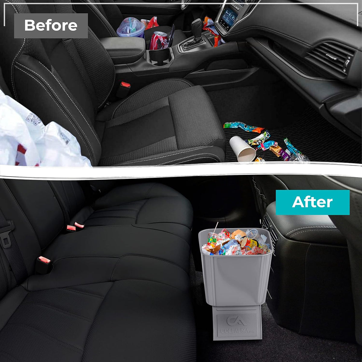 Garbage Can Trash Bin Waste Container Wastebasket for Auto Car Vehicle Boat Truck Quality Plastic Large 1 Gallon 4 Liter, Leakproof Quality for Life Gray