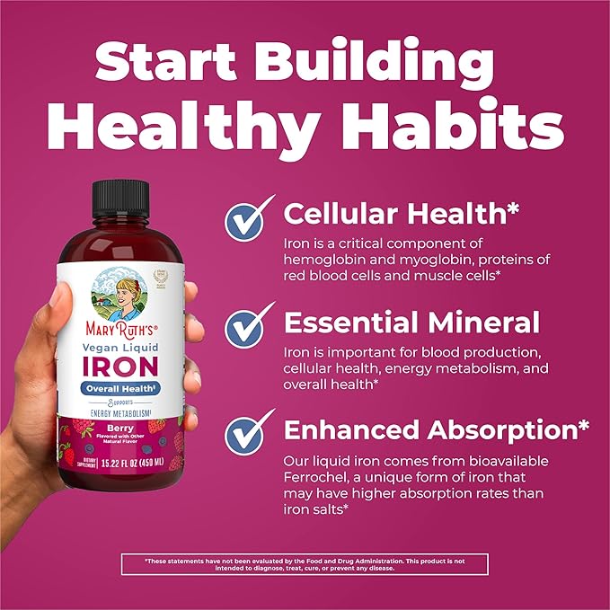 Iron Supplement for Women Men & Kids | Liquid Iron Supplement for Women Men & Kids | Iron for Healthy Blood & Oxygen | Ages 4 & Up | Sugar Free | Vegan | Non-GMO | Gluten Free | 15.22 Fl Oz