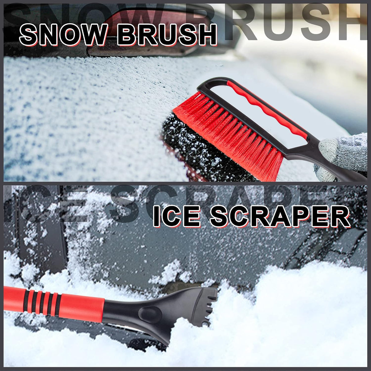 CARTMAN 26 in Snow Brush and Ice Scraper, Detachable Car Snow Tool | Soft Bristles, ABS Shaft, EVA Foam Grip, -40°F Cold Resistance, Compact Two-Piece Storage, Scratch-Free Cleaning