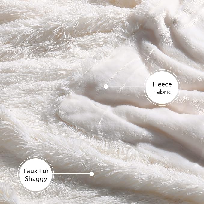 Tuddrom Decorative Extra Soft Faux Fur Blanket Twin Size 70" x 78", Solid