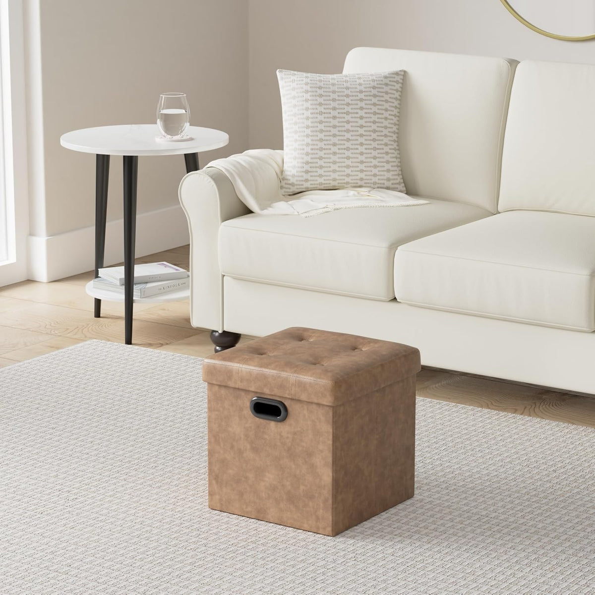 SONGMICS 15 Inches Folding Storage Ottoman, Cube Footrest