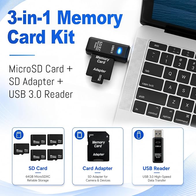 5-Pack 64GB Micro SD Card for Dashcam & Security Cam U3 V30 A1 | High Endurance