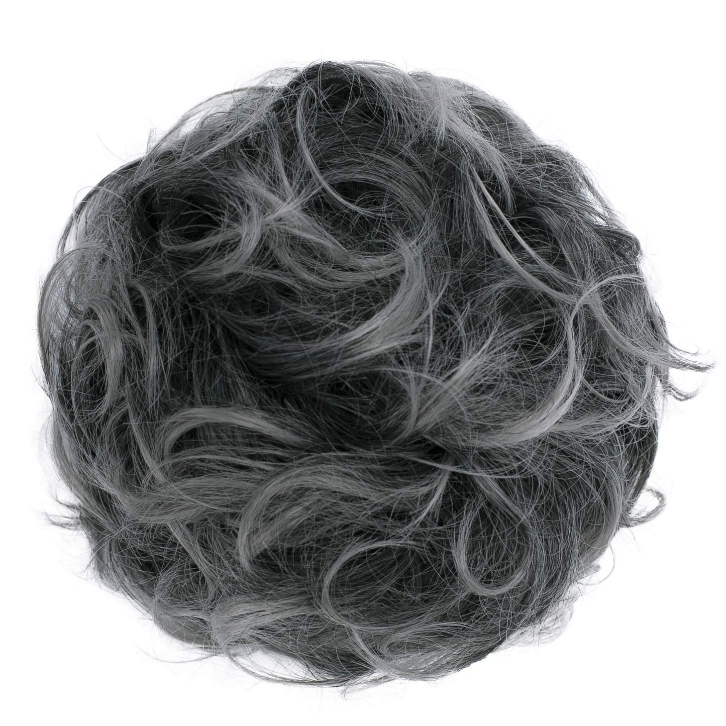 Caisha Big Hairpiece Scrunchy Updo Bridal Hairstyle Curly Messy Bun Ash Gray Mix G26E