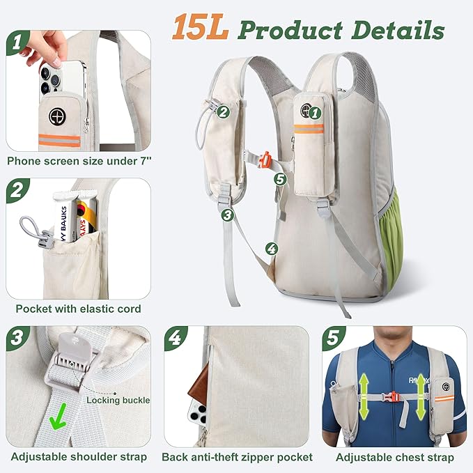 BECOJADDE 15L Small Hiking Backpack