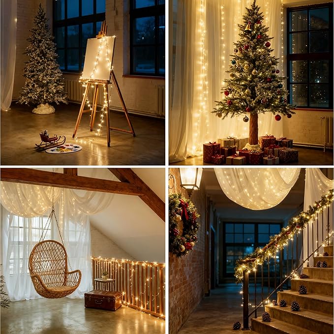 Fairy Lights Plug in, Dailyart 2000 Led Twinkle String Light with Remote 130Ft Waterproof 8 Modes Warm Cluster Lights with Timer for Bedroom Wreath Window Wedding Christmas Tree Decoration, Green Wire