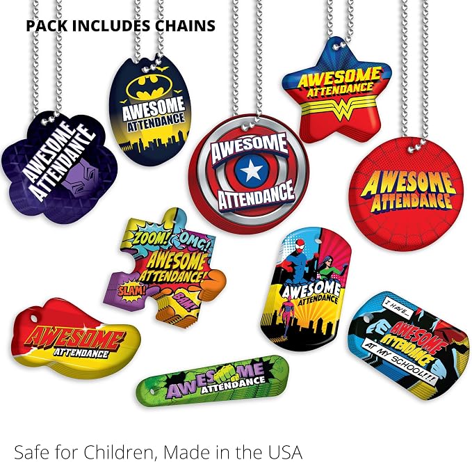Brag Tags Awesome Attendance Heroes Value Pack to Improve Students' School &