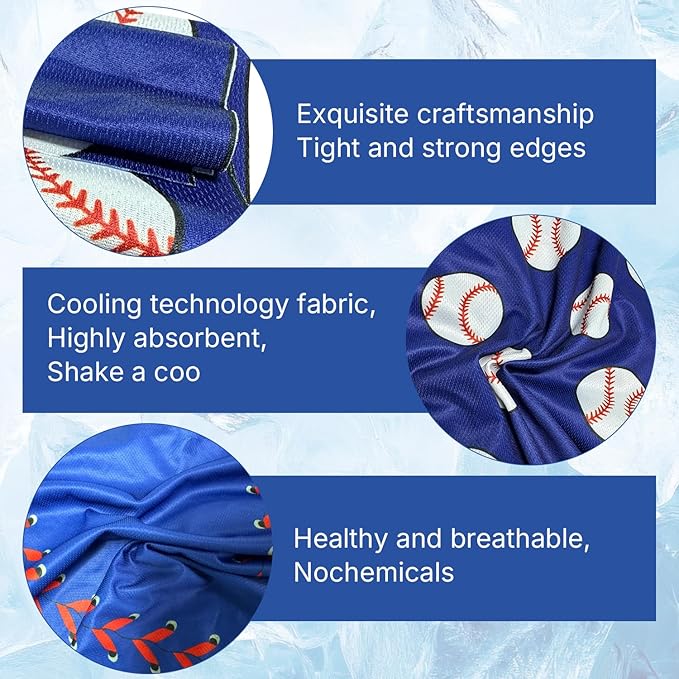 OPSO Softball Cooling Towel Set, 40 x 12 inches, 12 Pack, Microfiber Sports Towels for Baseball, Soccer, Golf LCE Towel Microfiber Sports Towels for Player (Softball)