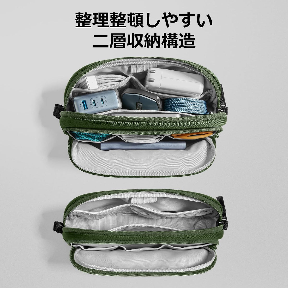 tomtoc Electronic Organizer Travel Case, Dual Compartment Tech Organization