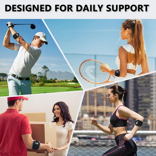 HKJD Tennis Elbow Brace for Men & Women, Elbow Brace for Tendonitis & Golfer's Elbow, Adjustable Elbow Brace for Men with 2 Compression Pads for Pain Relief & Support, Beathable Tennis Elbow Strap for Women & Men, Forearm 8.5''-12'' (1 Pack)