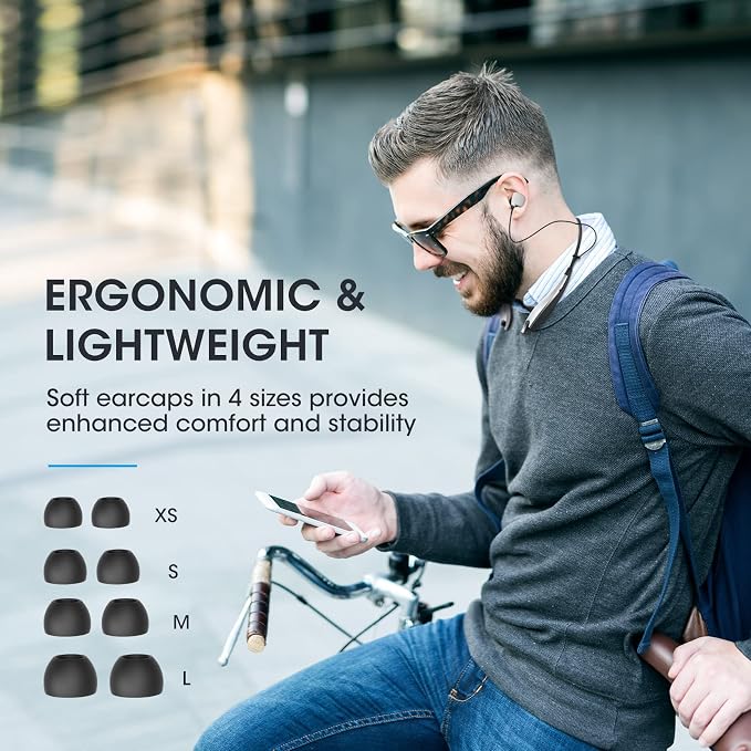 Neckband Bluetooth Headphones, 24H Playtime, Noise Isolation, Silver | Around The Neck Headphones Shark Jaw Design, Bluetooth Headsets with Call Vibration, Earbuds Built-in Mic/IPX7 Waterproof