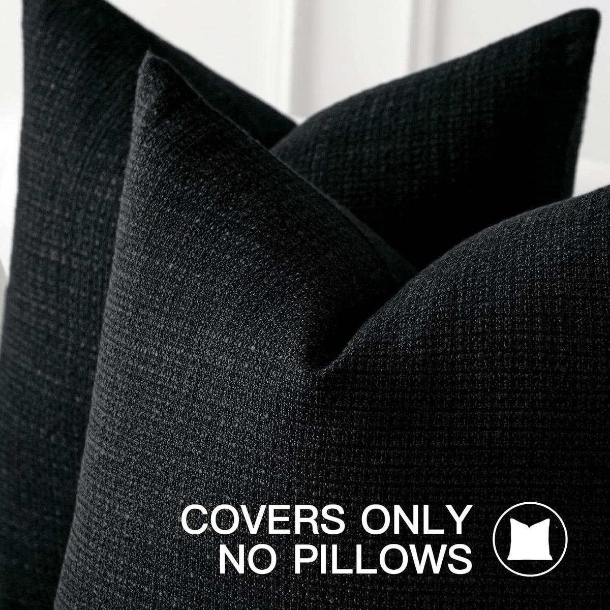 OTOSTAR Linen Throw Pillow Cover Set of 1 Decorative Square Pillowcases Cushion Covers 24x24 Inch for Home Decor Sofa Bedroom Car 60 x 60CM Black