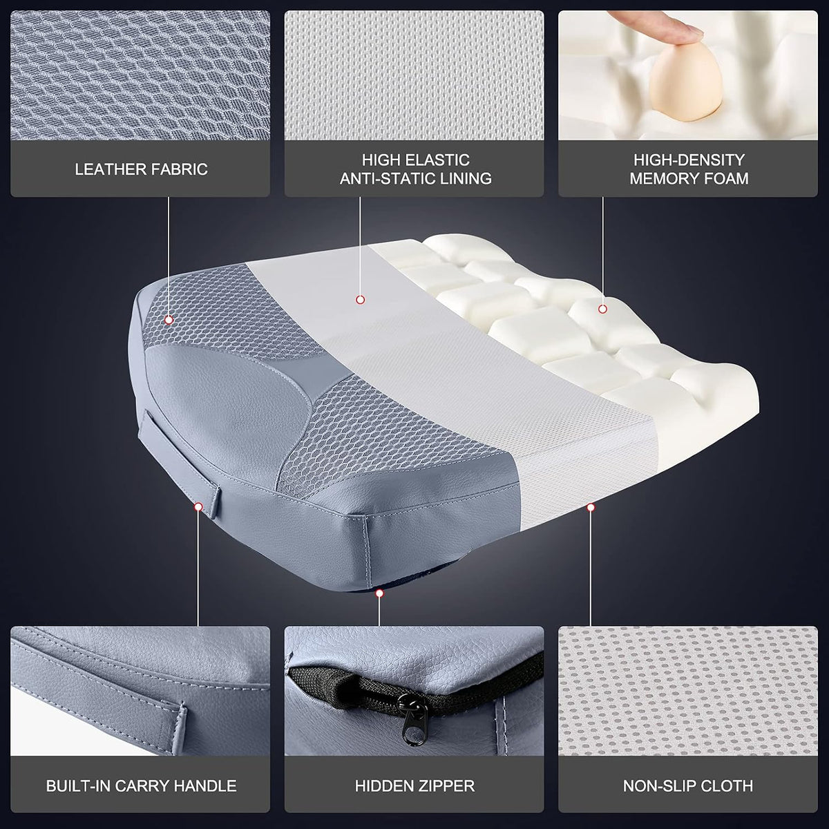 Car Memory Foam Heightening Seat Cushion for Short People Driving