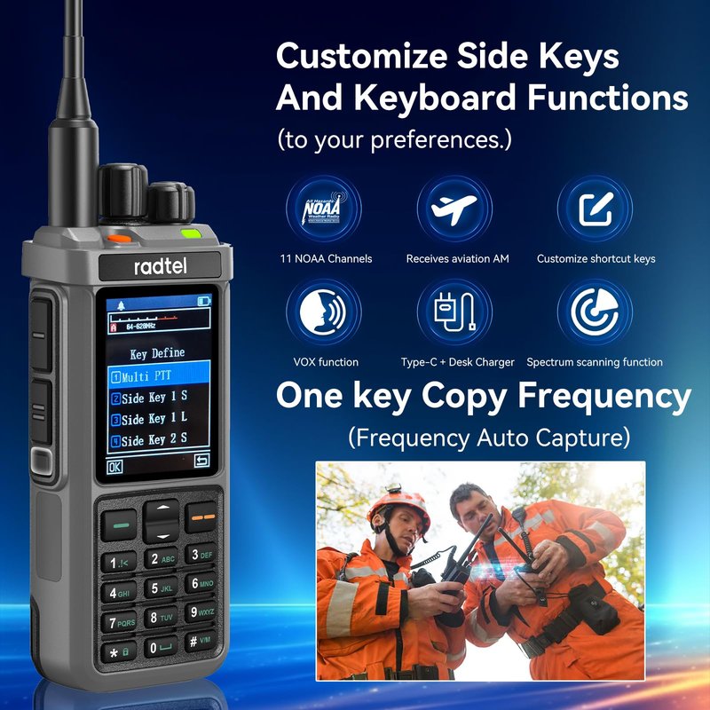 Radtel RT-880G GPS APRS Ham Radio 10W Walkie Talkie Portable CB Radio 1024 Channels HF SSB Rx with Cross-Band Repeater, 2.4 Inch Color Display, 2400mAh Rechargeable Battery,