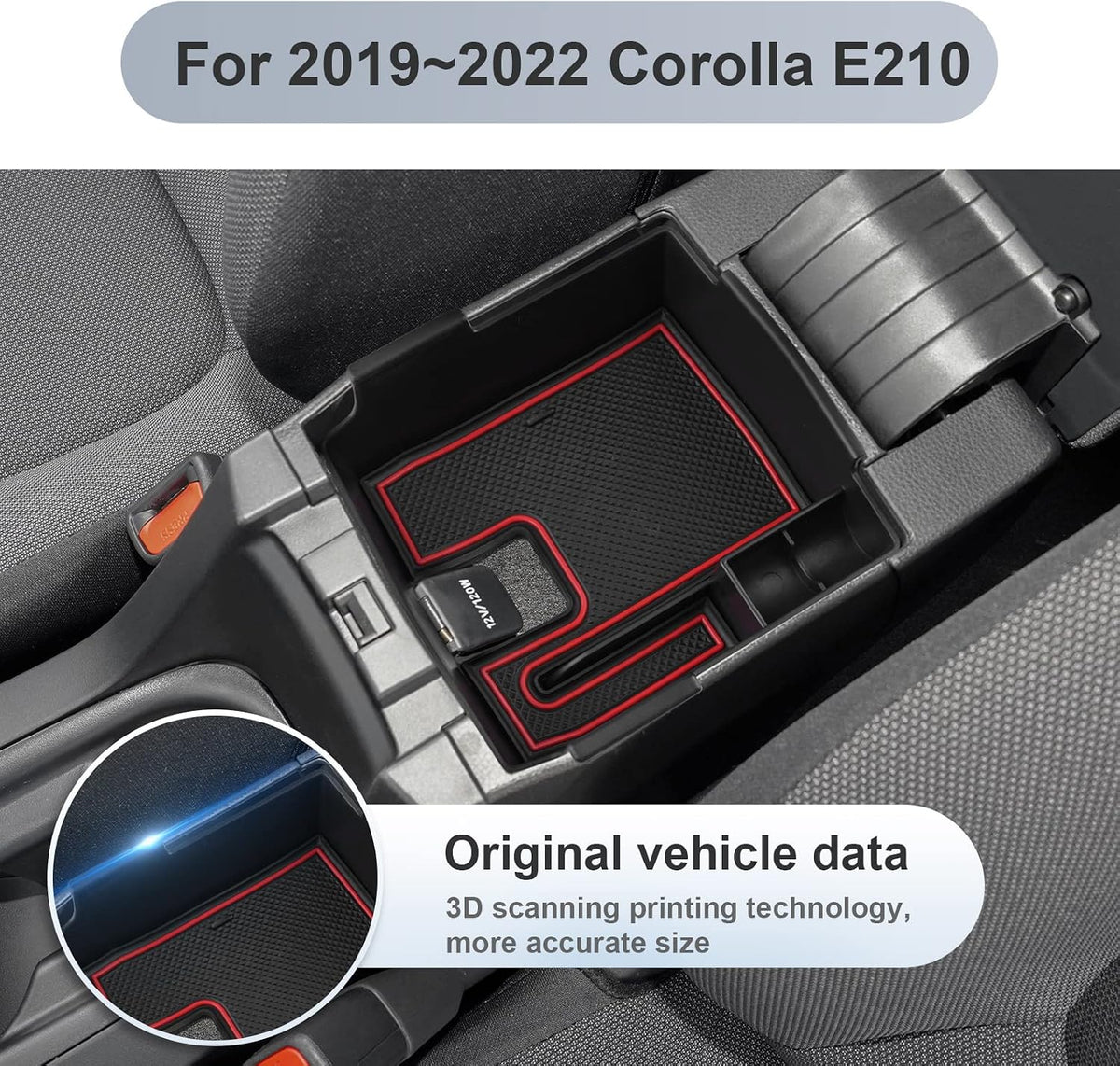 SKTU for 2020-2027 Toyota Corolla Center Console Organizer w/Coin Holder
