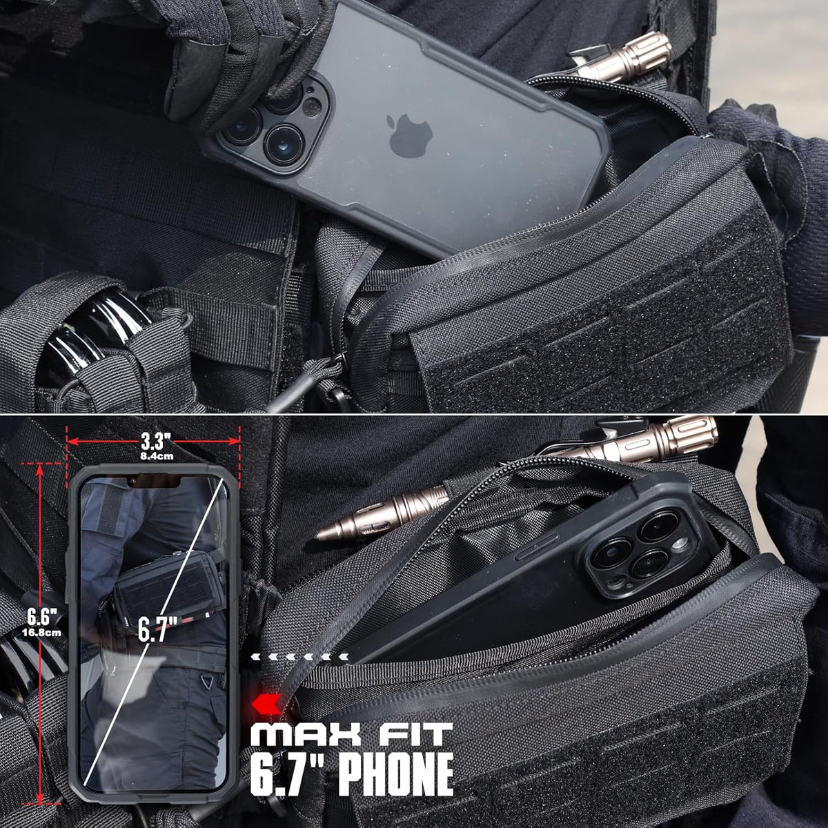 WYNEX Tactical Molle Admin Pouch - Utility EDC Bag with Laser Cut Design & American Flag | Compact Size
