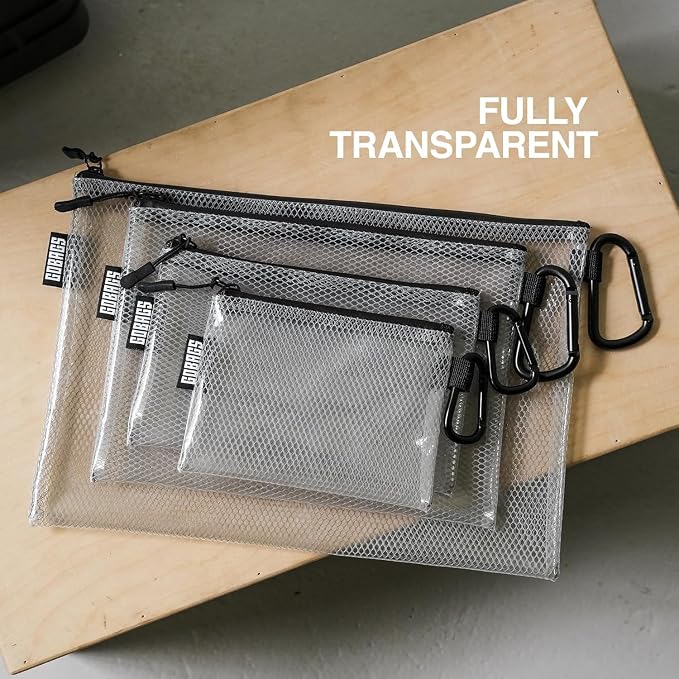 GOBAGS Air Production Large Clear Zipper Pouch – Cable Organizer & Travel Gear