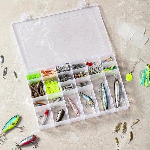 Clear Plastic Organizer Box by [Brand Name] - 36 Grids with Adjustable Dividers for Crafts, Jewelry & Tackle