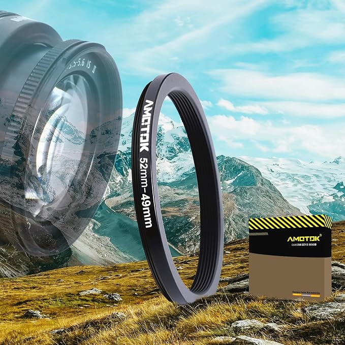 52mm Lens to 49mm Camera Lens Adapter, 52mm-49mm Filter Step-Down Ring