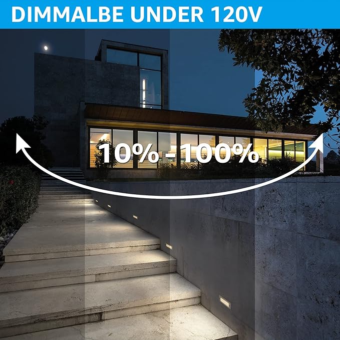 LEONLITE Update 5CCT LED Step Lights 120V-277V, Dimmable 4.5W 300LM Anti-Glare LED Deck Steps Stair Lights Outdoor, 1800K2700K3000K4000K5000K, CRI 90 & ETL, IP65 Waterproof, Satin Nickel