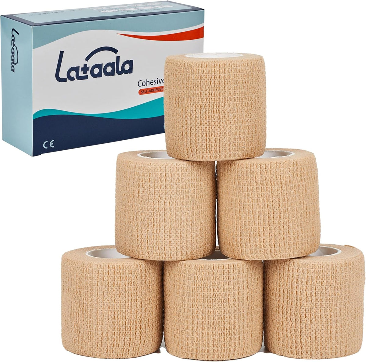 Skiennix Self-Adhesive Bandage Wraps - 6 Pack, 2” x 5 Yards, Skin Color, Perfect for Sports & Injury Support
