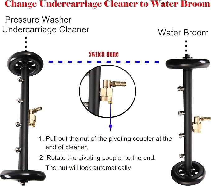Tool Daily Dual-Function Undercarriage Cleaner with Swivel Wheel, Surface Cleaner for Pressure Washer, Underbody Car Wash Water Broom, 16 Inch, 4000 PSI