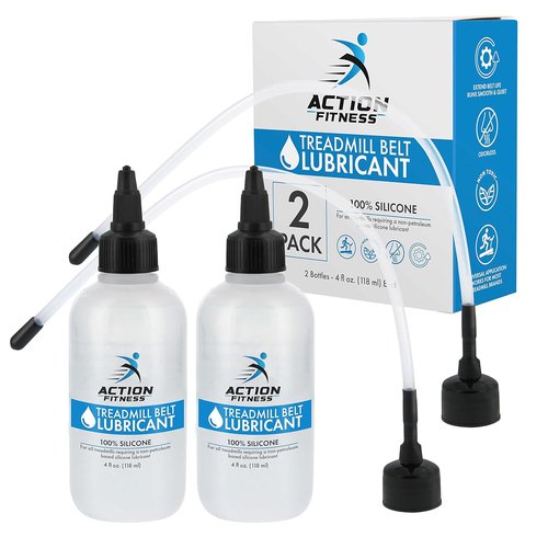 Action Fitness 100% Silicone Treadmill Lubricant - 4oz Bottles with Dual Applicators for Easy Maintenance | Extends Life & Smooths Operation (2 Pack)