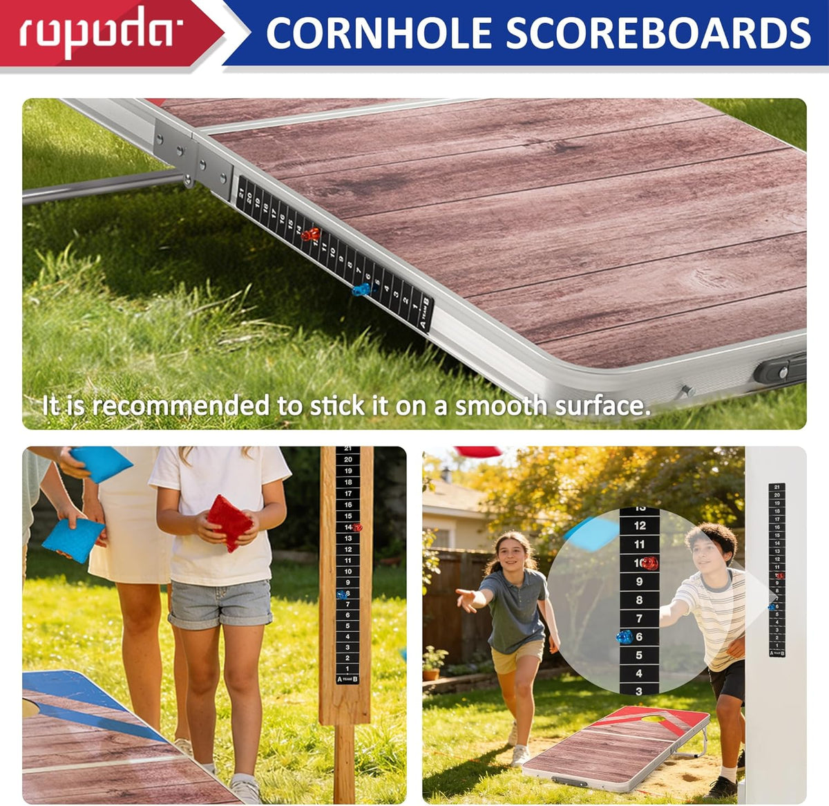 Ropoda Cornhole Board Set - Regulation Size 4x2 FT | Lightweight Aluminum Edging for Outdoor Fun