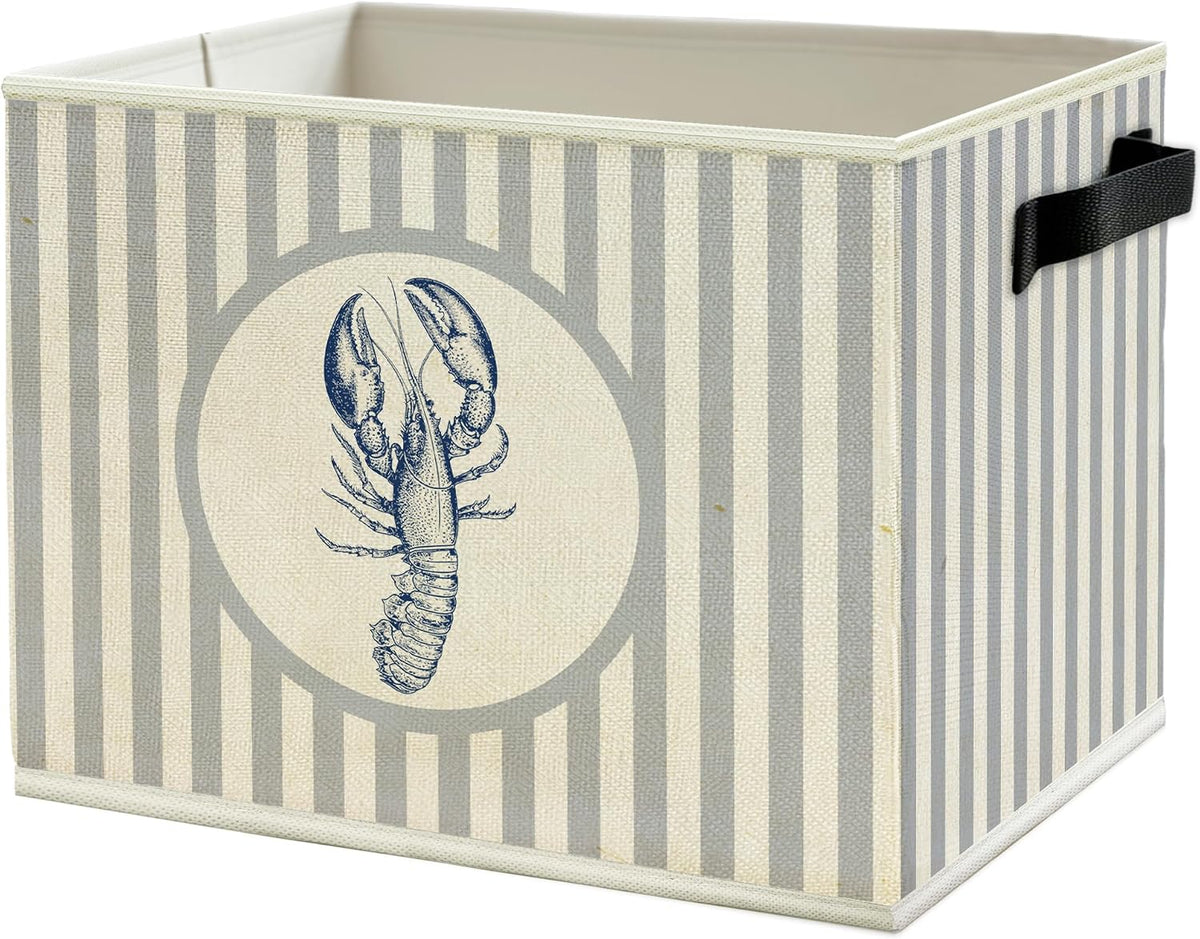 Race Car Boy Nursery Storage Bins Box with Handles, Vintage Race Car Neutral Striped Collapsible Basket Organizer for Kids Toddler Boys Room Bedroom Playroom Bathroom Toys Books Clothes