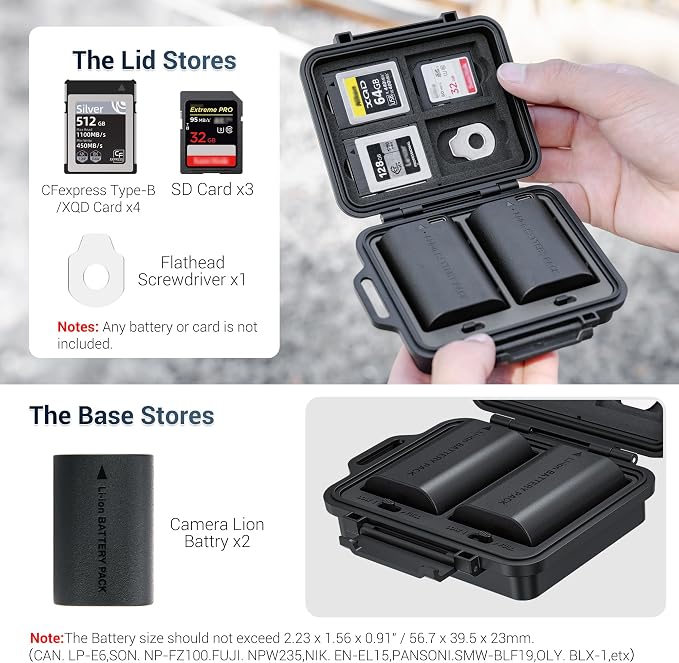 JJC Portable Camera Battery Memory Card Storage Case