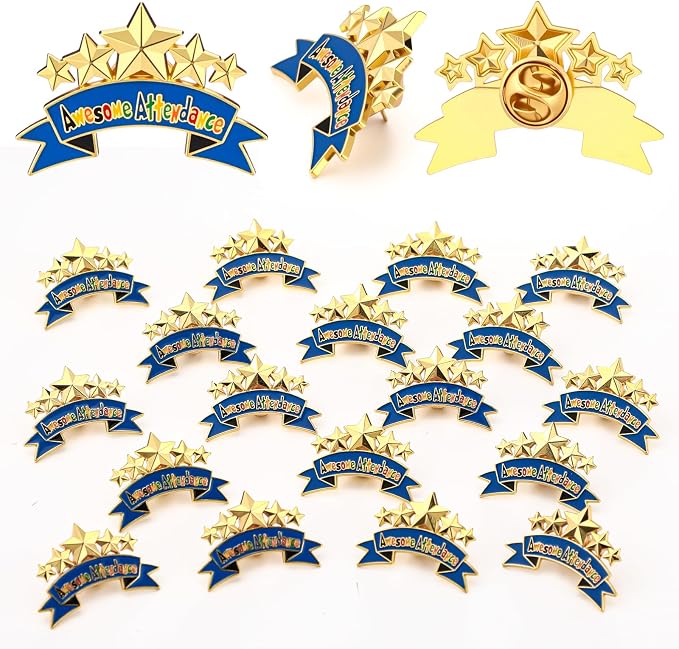 Huquary 100 Pcs Perfect Awesome Attendance Awards Awesome Attendance Star Lapel