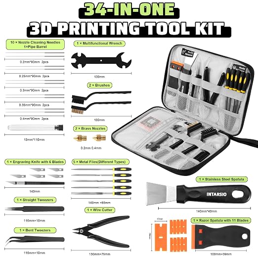 3D Printer Tools Kit, Removal Scrapers, Finishing Tools, 5 Types of Files