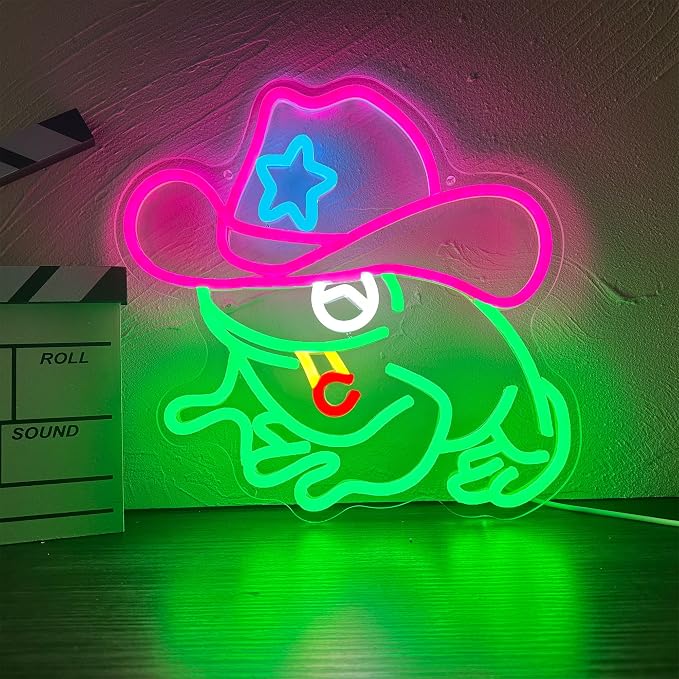 Frog Cowboy Neon Signs, Frog Cowboy Lamp Led Signs Lights Neon Signs
