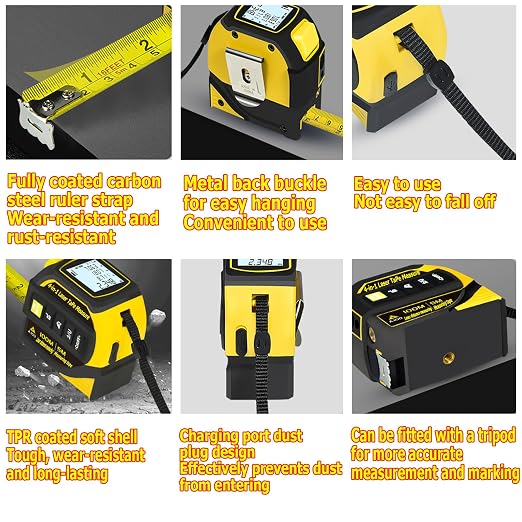 tape measure 4-in-1 laser Digital Measuring Tape & 60m/197ft Laser Distance