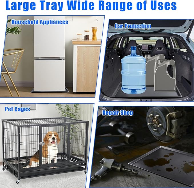 4 Pack Car Oil Drip Pan, 23.6 x 19.68 x 1.6 in Oil Change Drain Pan, Plastic Oil Drip Tray for Under Car, Oil Catch Pan Tray for Garage, Fridges, Washing Machines, Cat Litter Box Bottom