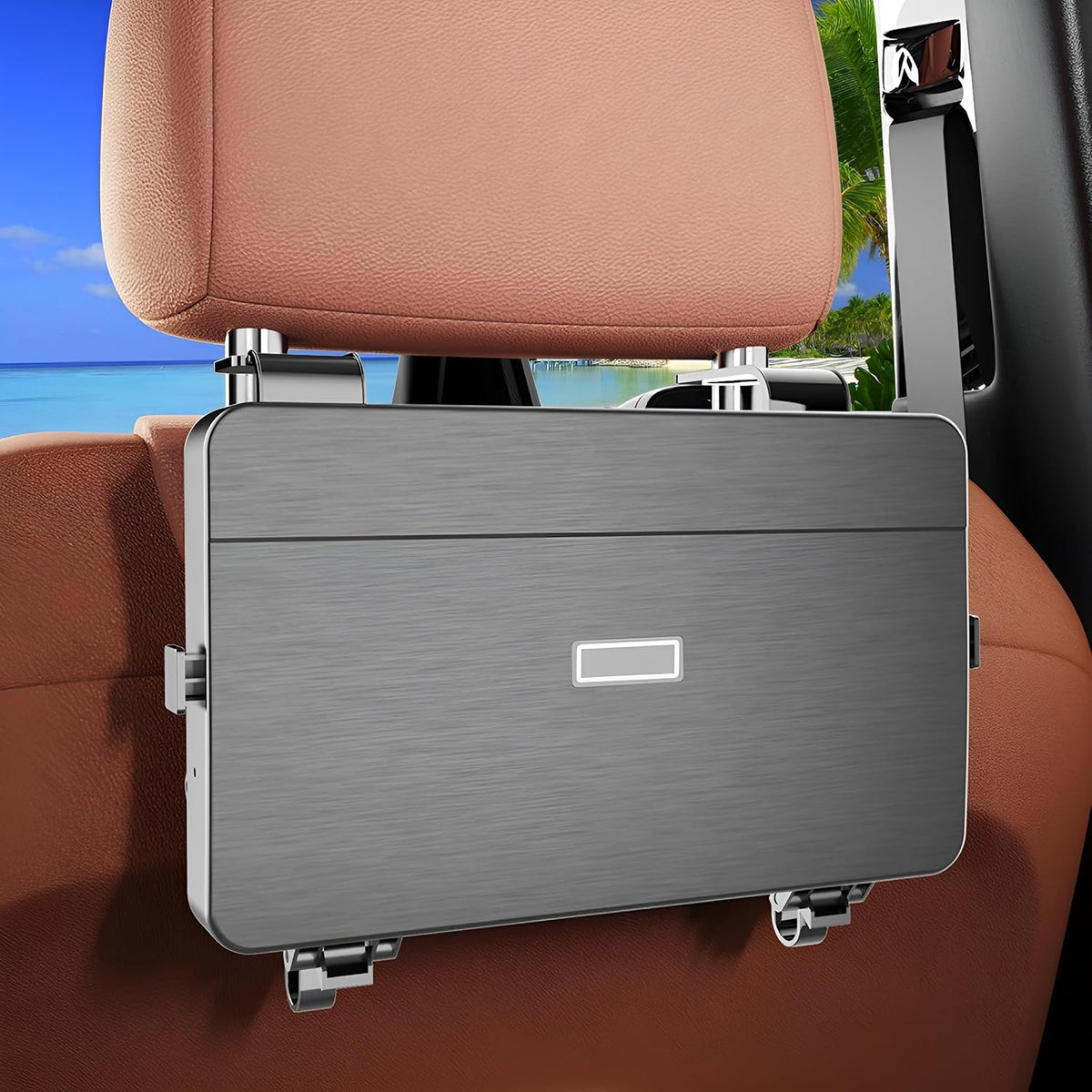 Car Back Seat Tray Table, Stable Foldable Vehicle Backseat Rear Passenger Food Trays Desk with Cup Holder, Multifunctional Automotive Interior Headrest Rear Seat Desk, Universal Fit