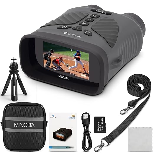 Minolta 10x25 Digital Night Vision Monocular w/Built-in 4K HD Video Camera