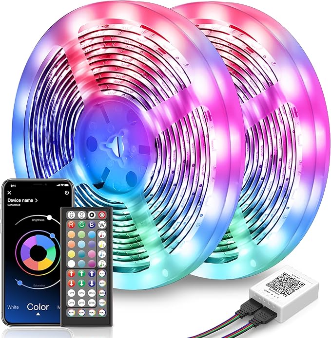 Nexillumi LED Lights for Bedroom 131ft Music Sync Color Changing Led Strip Lights (APP+Remote Control), RGB LED Strip for Room Decor Aesthetic Home Decor Gaming Room