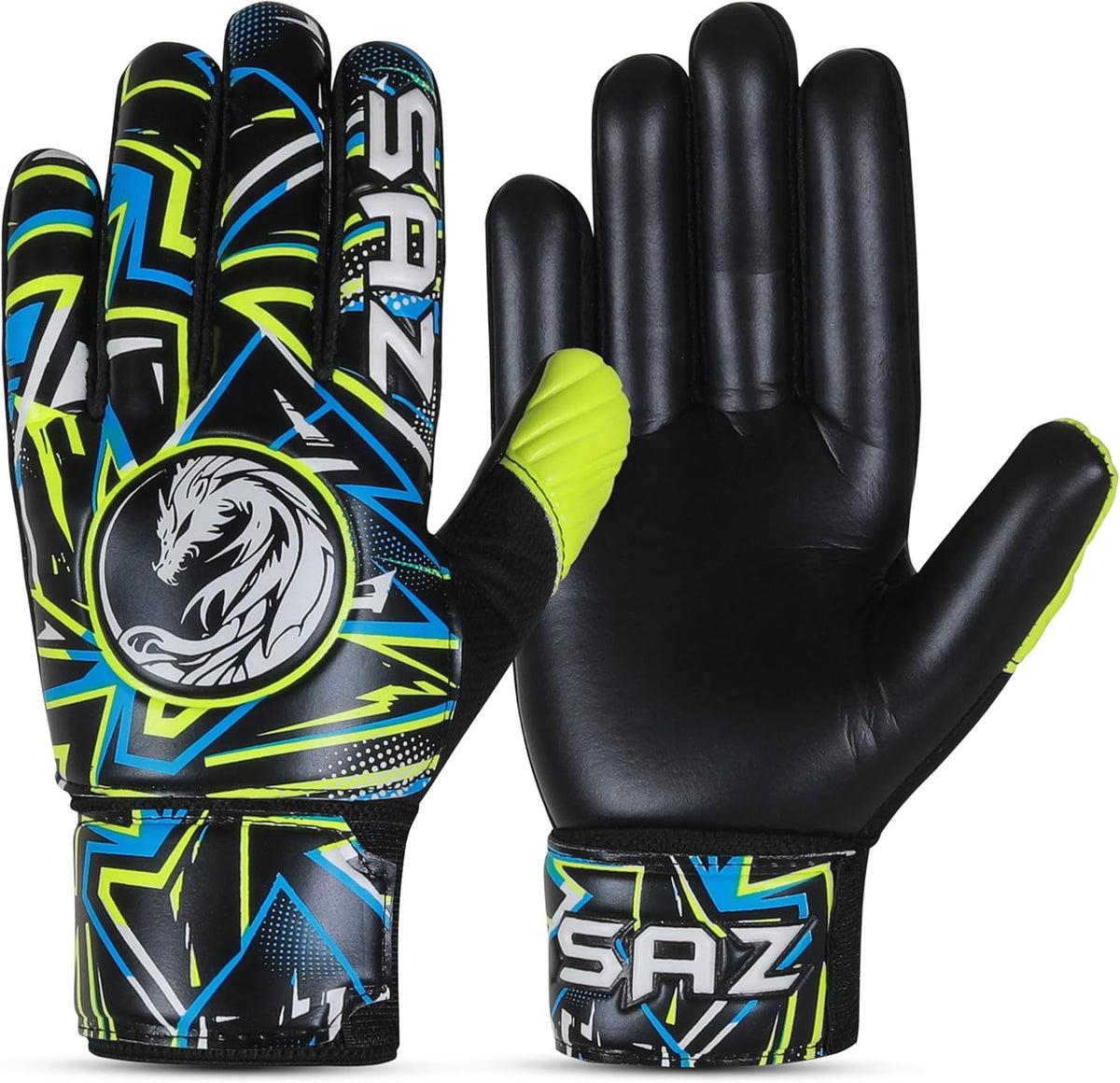 SAZ Soccer Goalie Gloves - Youth Football Goalkeeper Gloves with 4mm Latex Super Grip Palms