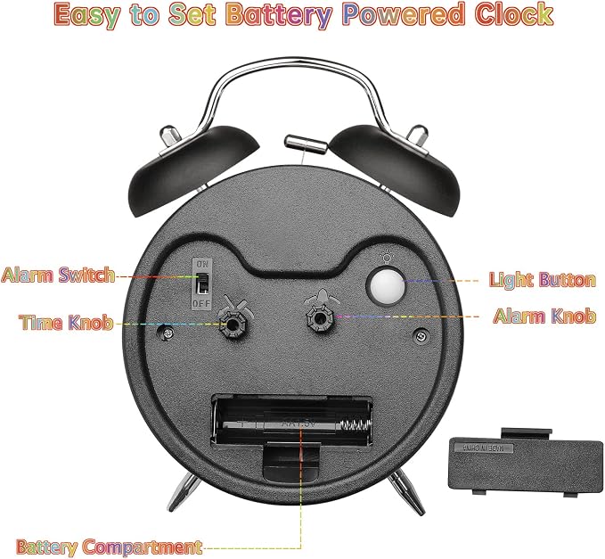 Peakeep Loud Alarm Clock for Kids Learning Telling Time Teaching Clock