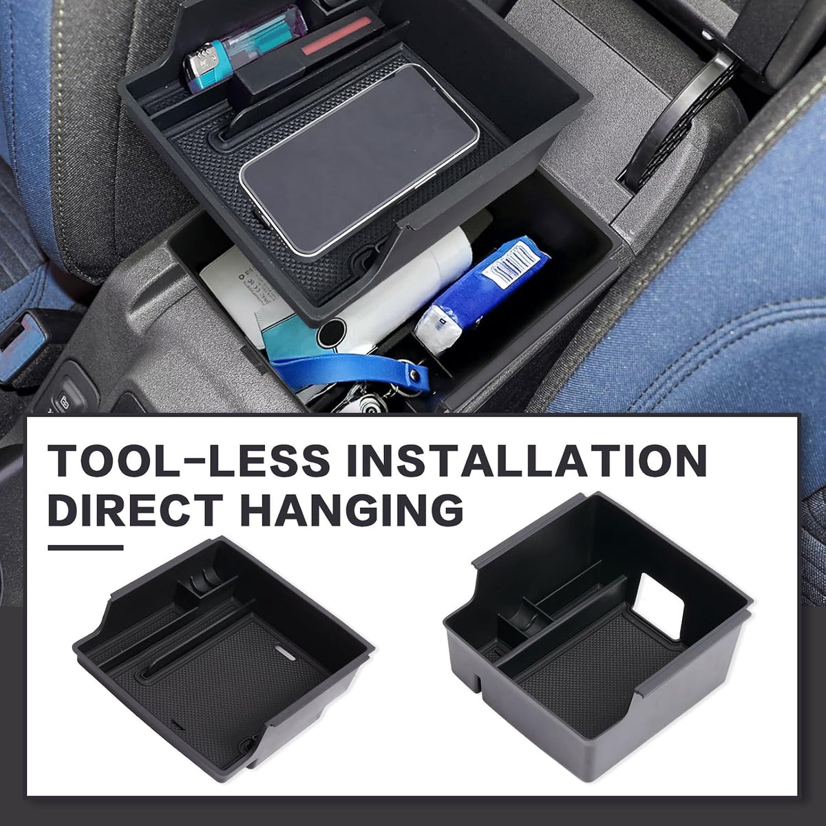 4PCS for Ford Bronco Accessories 2024 2021 2022 2023 2/4 Door Car Interior Bronco Accessories Console Shifter Storage,Glove Box Dividers Organizer,Handle Organizer,Armrest Storage Box（not for 2025)
