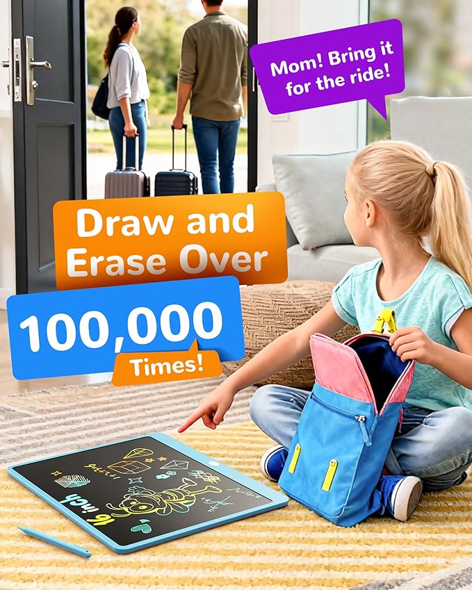 KOKODI LCD Writing Tablet, 16 Inch Colorful Doodle Board Drawing Tablet, Erasable Reusable Electronic Drawing Pads, Educational and Learning Toy for 3-6 Years Old Boy and Girls