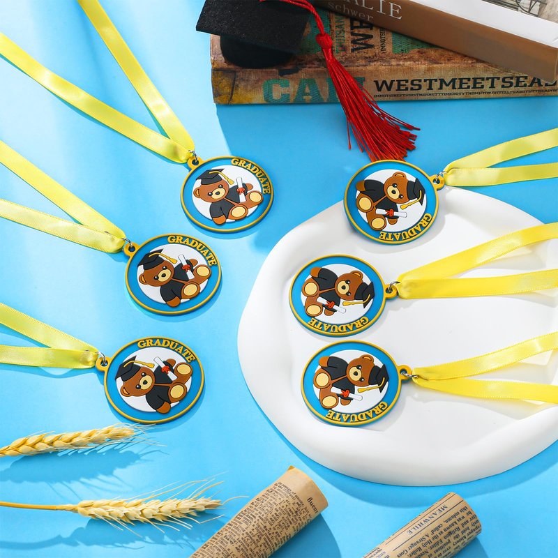 Trnayi 24 Pcs Kindergarten Graduation Medal for Kids 2 Inch Students Award Medals with Neck Ribbon PVC Preschool Graduation Award Medal for Graduation Gifts Party Favors Supplies